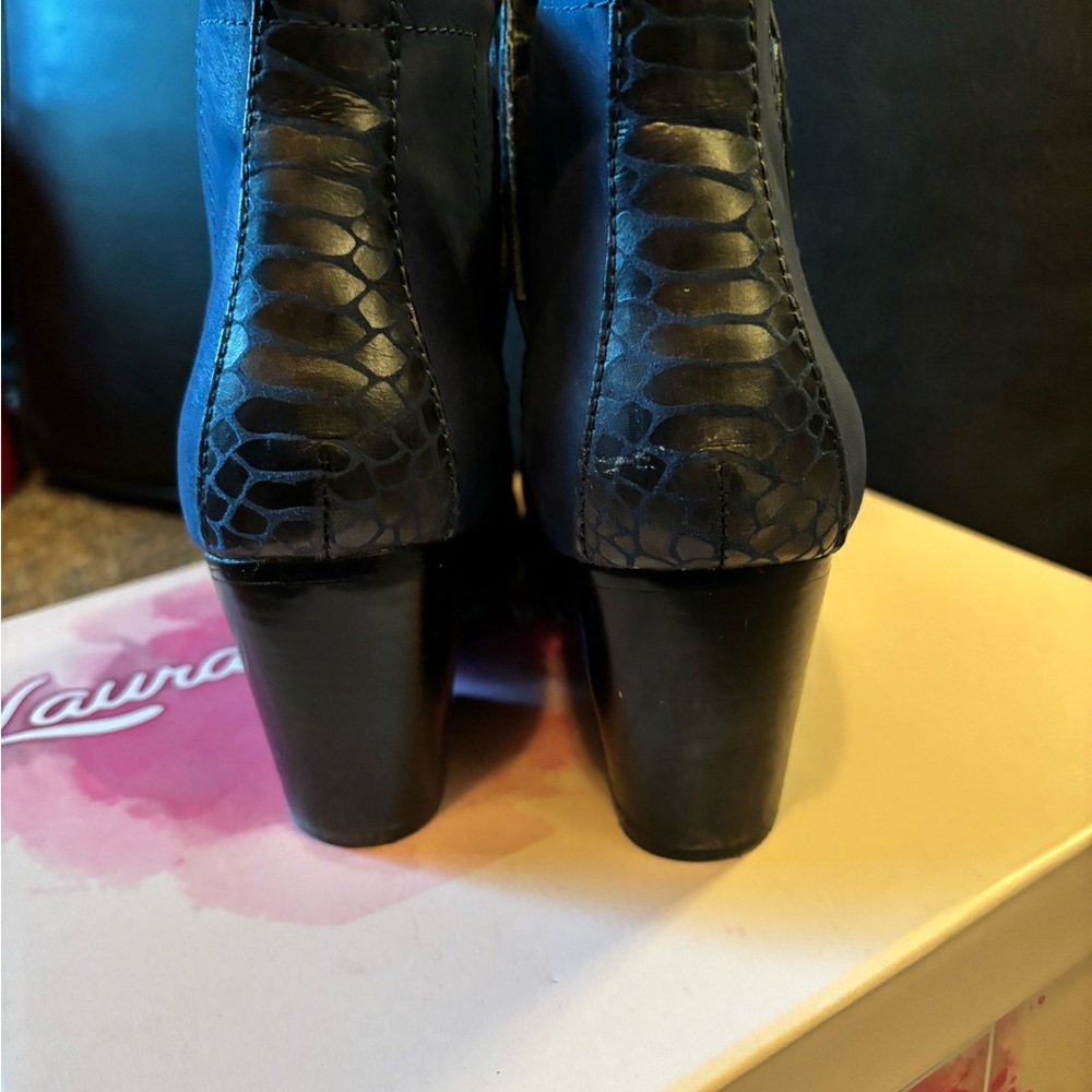 Navy faux snake skin boots - Picture 7 of 7